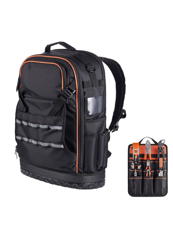 Heavy Duty Electrician Backpack with 65 Pockets Molded Base and Laptop Compartment Durable Tool Storage for HVAC Techs and Repairmen
