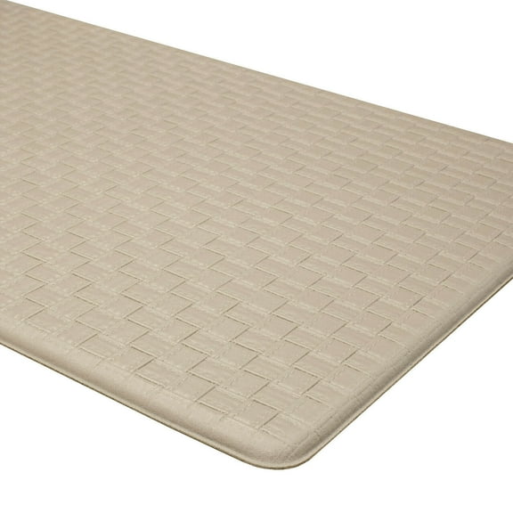 Heavy Duty Embossed Non Slip Indoor/Outdoor Memory Foam Kitchen Mats - Linen
