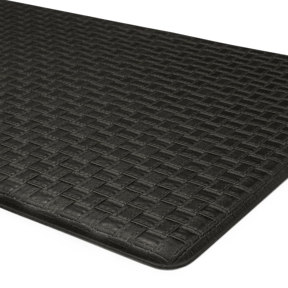 Heavy Duty Embossed Non Slip Indoor/Outdoor Oversized Jumbo Memory Foam Kitchen Mats - Black