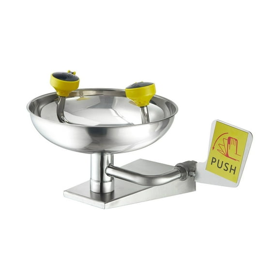 Heavy-Duty Emergency Eyewash Station - Stainless Steel Wall-Mounted Eye & Face Washing System for OSHA Compliance