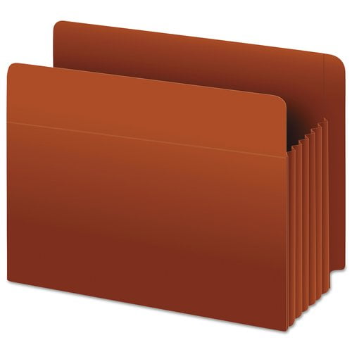 Heavy-Duty End Tab File Pockets 3.5" Expansion, Legal Size, Red Fiber, 10/Box