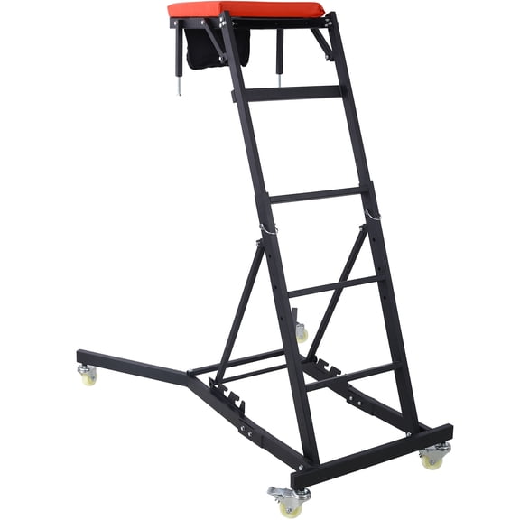 Heavy-Duty Engine Bay Creeper 42.5"-66" Padded Deck Caster Wheels 330 lbs Capacity Adjustable Height Tool Pouch Stable Frame User-Friendly Design Workshop Repair Maintenance