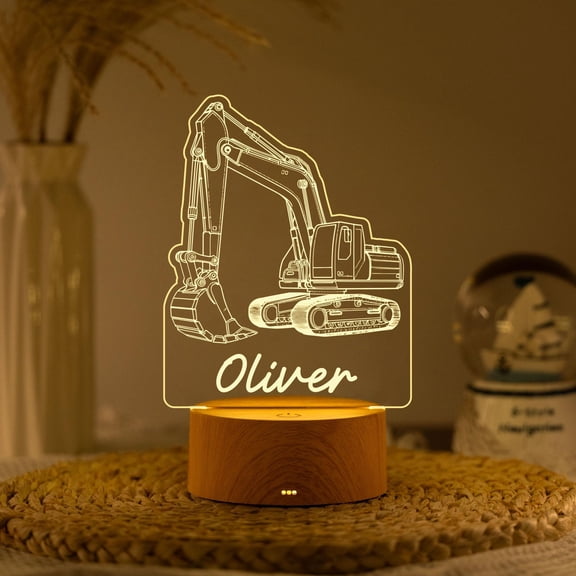 Heavy Duty Excavator Custom Name Night Light Acrylic Digger Construction Lamp Office Desk Decor Gift For Men