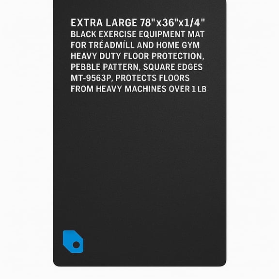 Heavy-Duty Exercise Equipment Mat for Treadmill and Home Gym, Large 78"x36"x1/4", Durable Black Pebble Design, Square Edges, Floor Protection Mat for Fitness Equipment, Over 1 LB, Model MT-9563P MT95