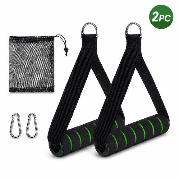Heavy Duty Exercise Handles with NBR Foam Grip Replacement Cable Attachment for Pull Up Bars Resistance Bands and Gym Machine, Non Slip Workout Fitness Grip Straps with Carabiners and Storage Bag