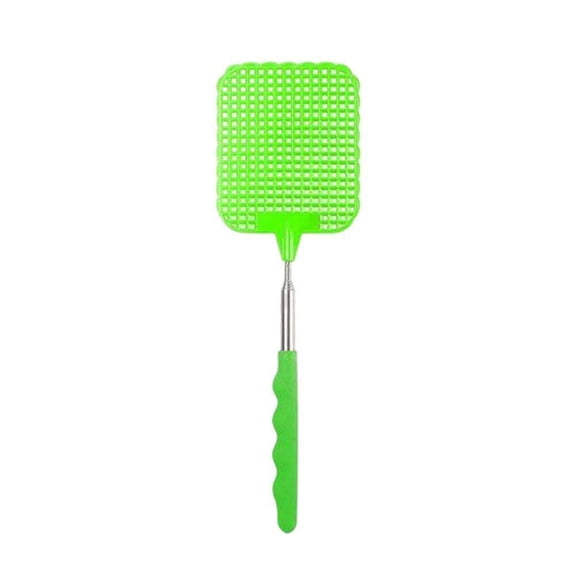 Heavy-Duty Extendable Fly Swatter, 28-Inch Telescopic Insect Control Racket with Secure Non-Slip Grip, Green