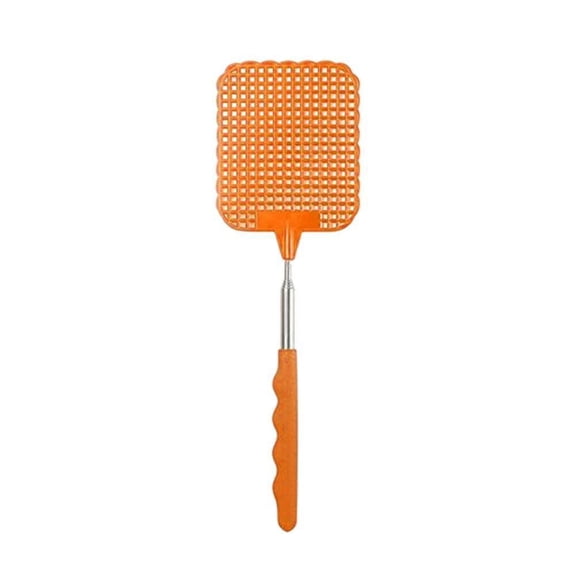 Heavy-Duty Extendable Fly Swatter, 28-Inch Telescopic Insect Control Racket with Secure Non-Slip Grip, Orange