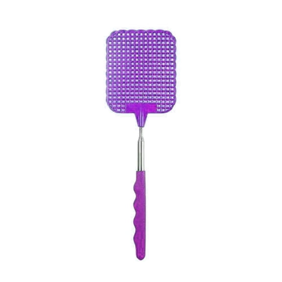 Heavy-Duty Extendable Fly Swatter, 28-Inch Telescopic Insect Control Racket with Secure Non-Slip Grip, Purple