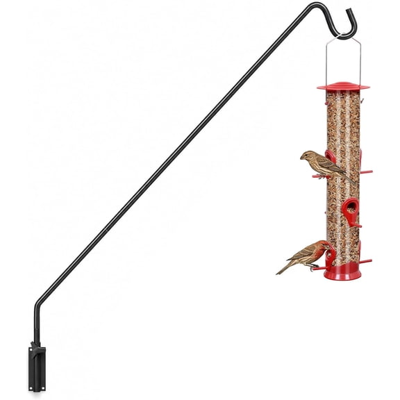 Heavy Duty Extended Reach Wall Mounted Deck Hook Wall Pole,Bracket Direction and Length Adjustable Plant Bracket for Bird Feeders, Planters, Suet Baskets, Lanterns, Wind Chimes,Black