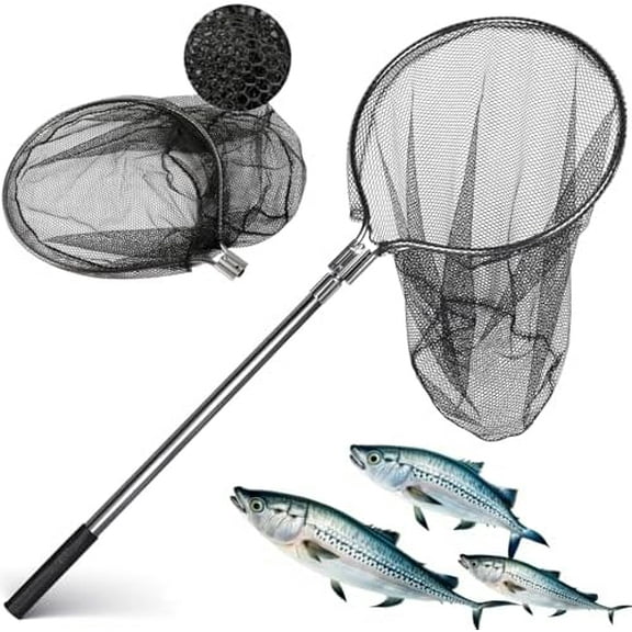 Heavy Duty Extra Large Aluminum Landing Net - Telescoping Handle (67-100in), 20in Net Opening for Saltwater Fishing$$Sport & Recreation Other