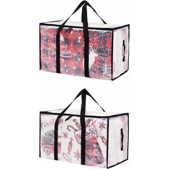 Heavy Duty Extra Large Moving Bags, Clear Storage Bins with Lids, Plastic Packing Totes, Durable Storage Bags for Clothes with Handles & Zippers, Reusable Moving Supplies, 2 Pack