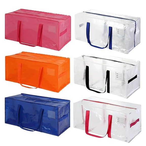 ZOWWKLLY Moving Bags, 6 Pack Extra Heavy Duty Large Moving Bags with Strong Zipper & Comfortable Handles，Storage Totes for Space Saving,College Supplies&comforter& Blankets, Alternative to Moving Box