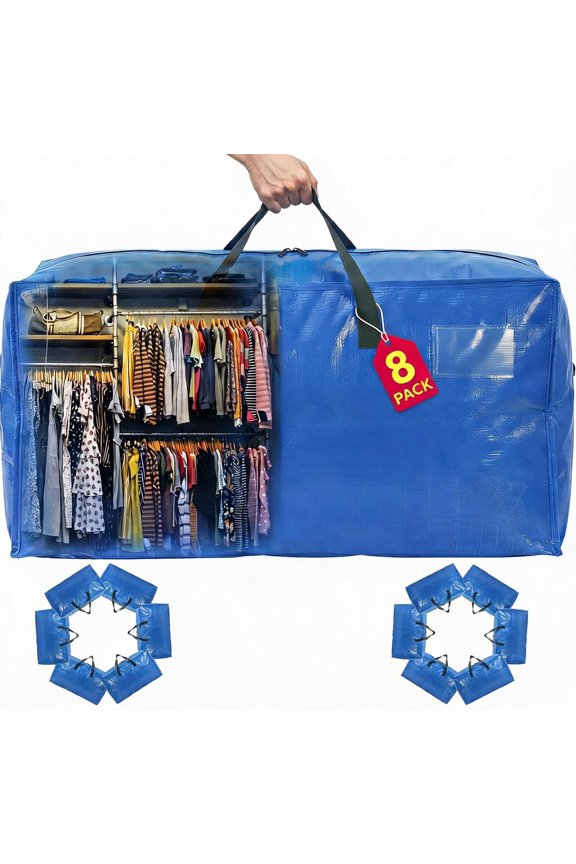Heavy Duty Extra Large Moving Bags with Zipper 26 Gallon Sky Blue 8 Pack