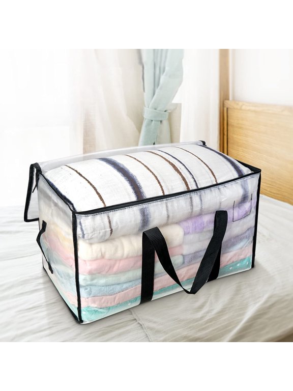 Heavy Duty Extra Large Storage Bag with Double Zipper and Reinforced Handles, Thickened Polyester Tote for Clothes Toys Christmas Decor, Collapsible Moving Organizer Bag