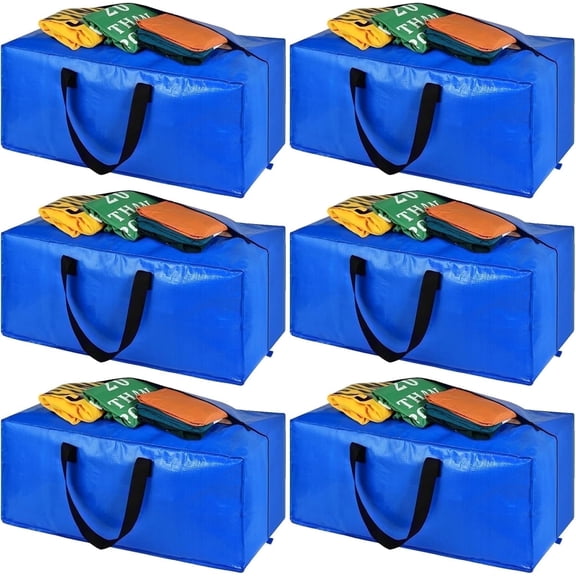 Heavy Duty Extra Large Storage Bags, XL Blue Moving Bags for College Dorm Room Essentials, Moving Supplies Boxes Compatible with IKEA Frakta Cart, 6 Packs