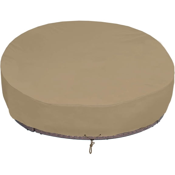 Heavy Duty FadeStop Outdoor Round Daybed Cover, Patio Day Bed Sofa Cover Waterproof, All Weather Protection Round Canopy with Taped Seam, Taupe