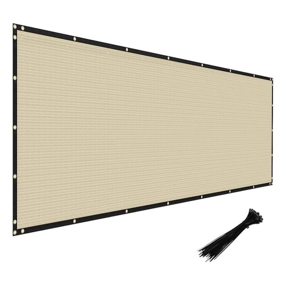 Heavy Duty Fence Privacy Screen Beige 6' x 59' with Reinforced Bindings and Brass Grommets Garden Windscreen Mesh Net for Outdoor Yard-Cable Zip Ties Included