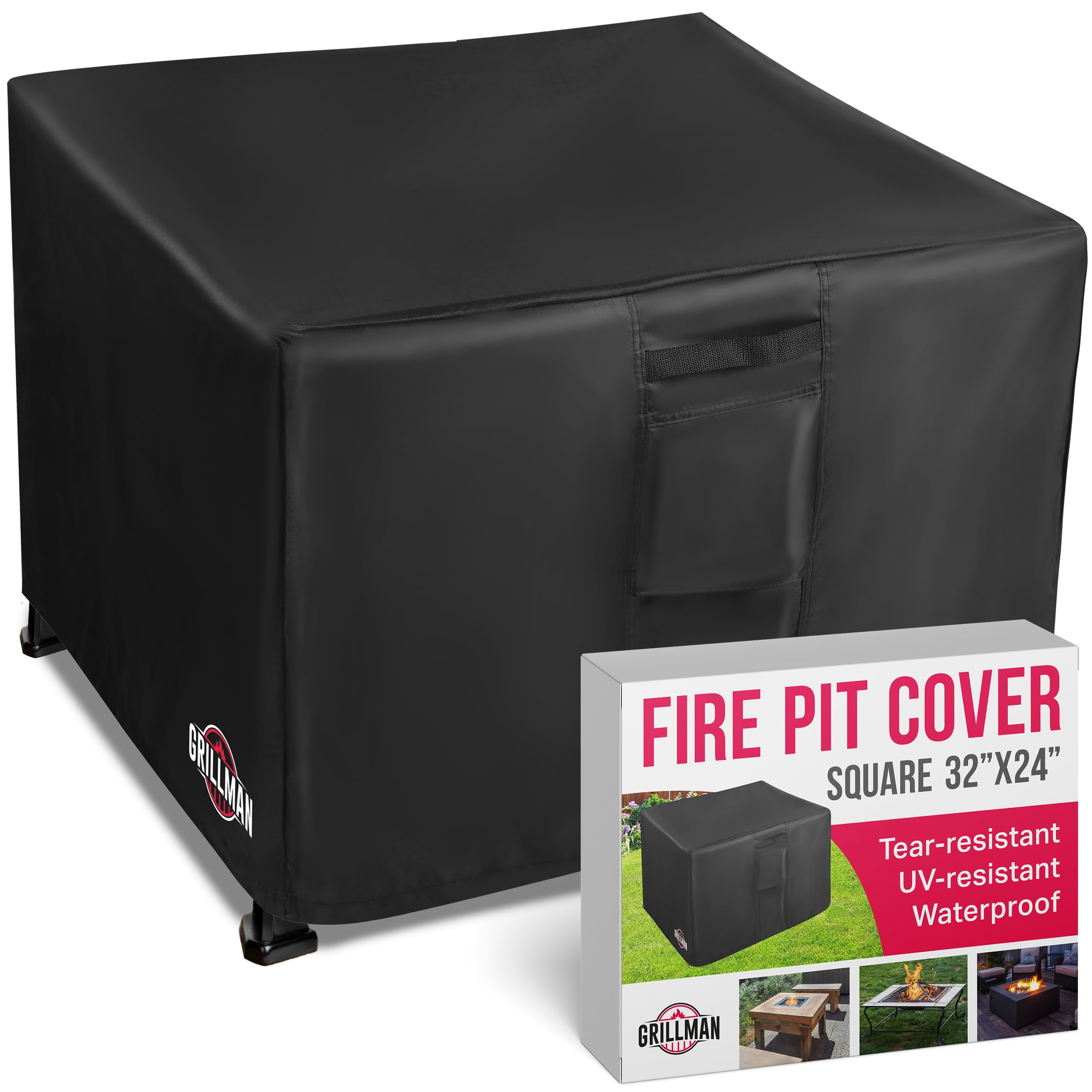 Heavy Duty Black 32'' Square Fire Pit Cover