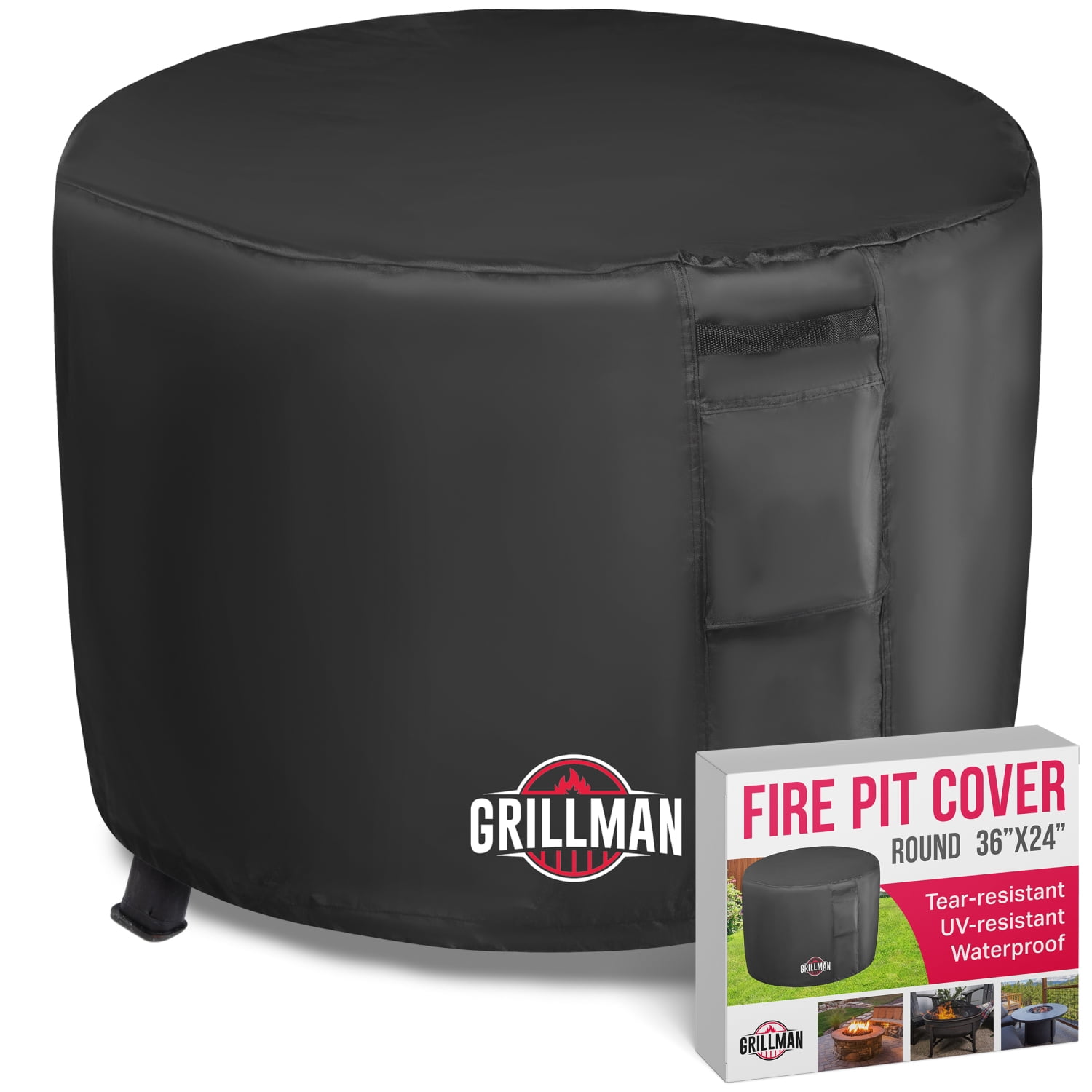 Heavy Duty Fire Pit Covers, Fit 30-36 Inch Round Gas Fire Pit - 600D Polyester Firepit Covers Round, Outdoor Fire Pit Cover, Firepit Cover, Fire Pit Cover Round, Patio Cover for Fire Pit, Table Cover