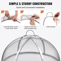 Large 30" Diameter Fire Pit Cover Screen, Stainless Steel Mesh Spark Guard with Foldable Handle, Venting Lid for Wood-Burning Fire Pits, Outdoor Garden & Patio Use