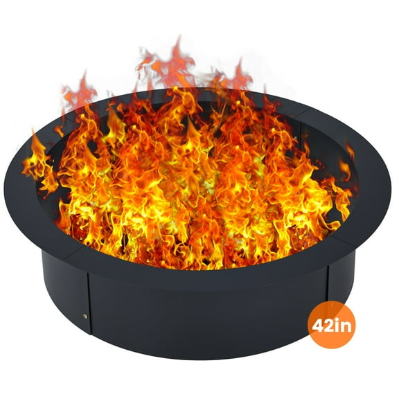 Heavy Duty Fire Pit Ring with Grill-Grate, Firepit Cooking Ring 2.5MM Steel Heat-Resistant Large Fire Pit Insert Round, Above/In Ground Fire Pit, for Camping Garden Backyard