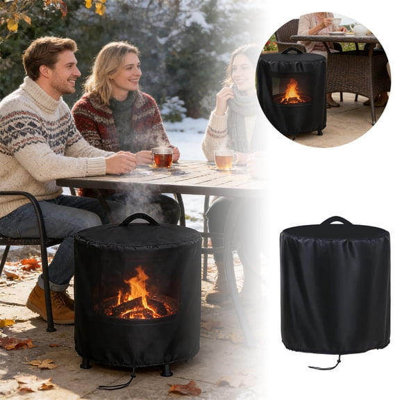 Heavy Duty Fireplace Cover for Indoor and Outdoor Use with Drawstring and Storage - Protective Cover for and Debris Prevention
