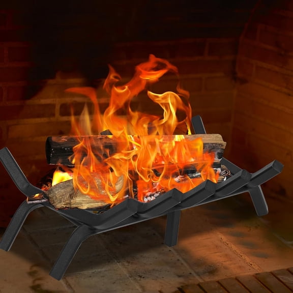 Heavy Duty Fireplace Grate with Ember Retainer - 20 Inch Steel Wood Burning Rack for Indoor Outdoor Fire Pits