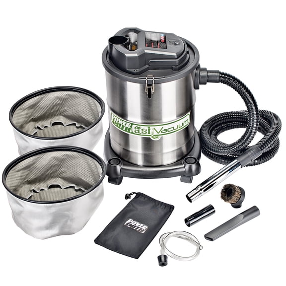 PowerSmith Deluxe Ash Vacuum Cleaner for Warm and Cool Ashes, 4 Gallons Ash, 10 Amps, Metal Canister/Hose, Pellet Hose, Accessory Pack, 16-Ft. Cord