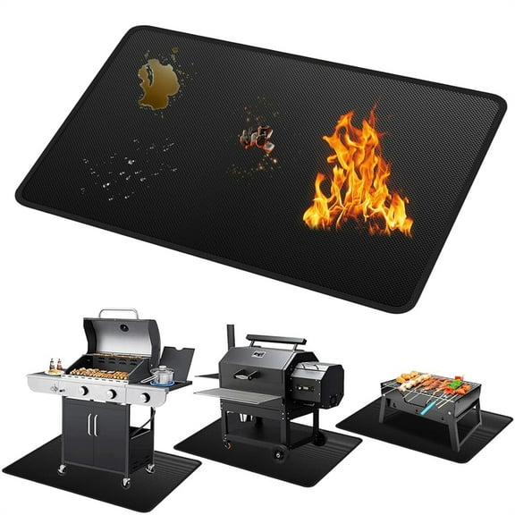Heavy-Duty Fireproof Mat, 42"x24" Multi-Use Under Grill Protector Pad, Double-Sided Oil-Proof Waterproof for Fireplace, Stove, Protects Floor & Deck Indoor/Outdoor, Topboutique