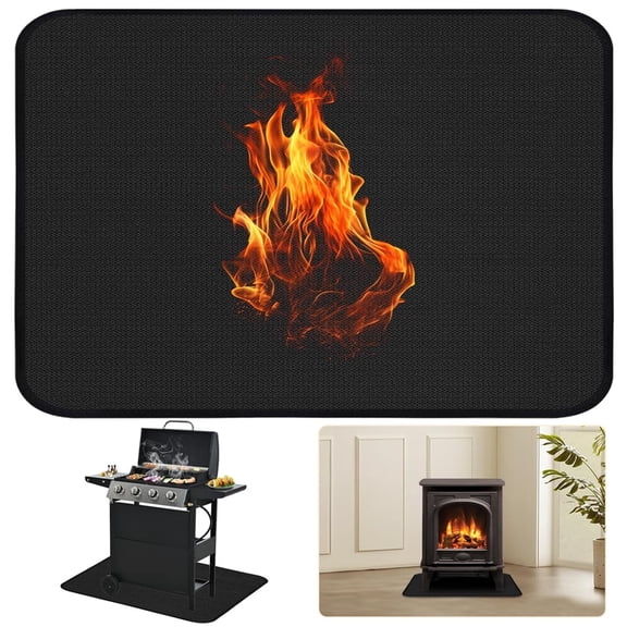Heavy-Duty Fireproof Mat, 48"x30" Multi-Use Under Grill Protector Pad, Double-Sided Oil-Proof Waterproof for Fireplace, Stove, Protects Floor & Deck Indoor/Outdoor, Topboutique