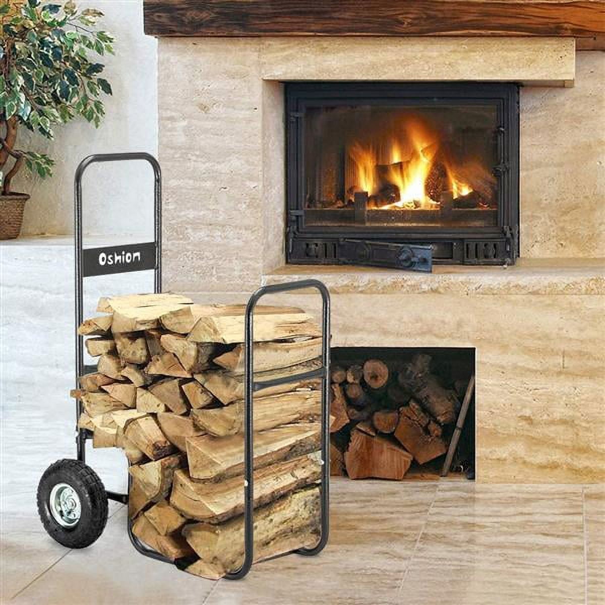 Rolling Log Rack Heavy Duty Firewood Cart with Large Wheels, 220LBS Fireplace Log Hauler ...