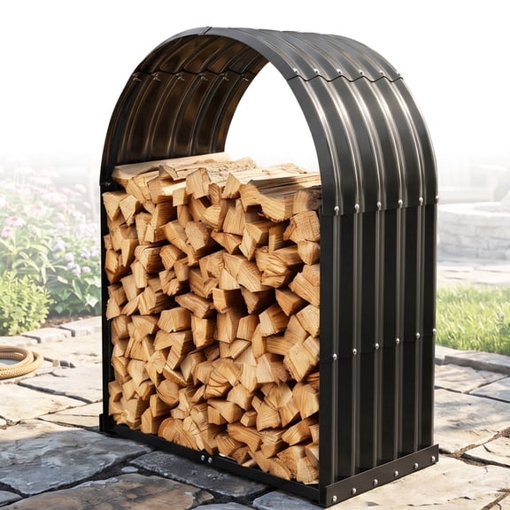 Heavy Duty Firewood Rack with Arched Roof, 700 lbs Galvanized Steel Firewood Holder for Outdoor Indoor Use, Fire Log Storage Rack for Fireplace, Patio, Porch, Deck, Backyard