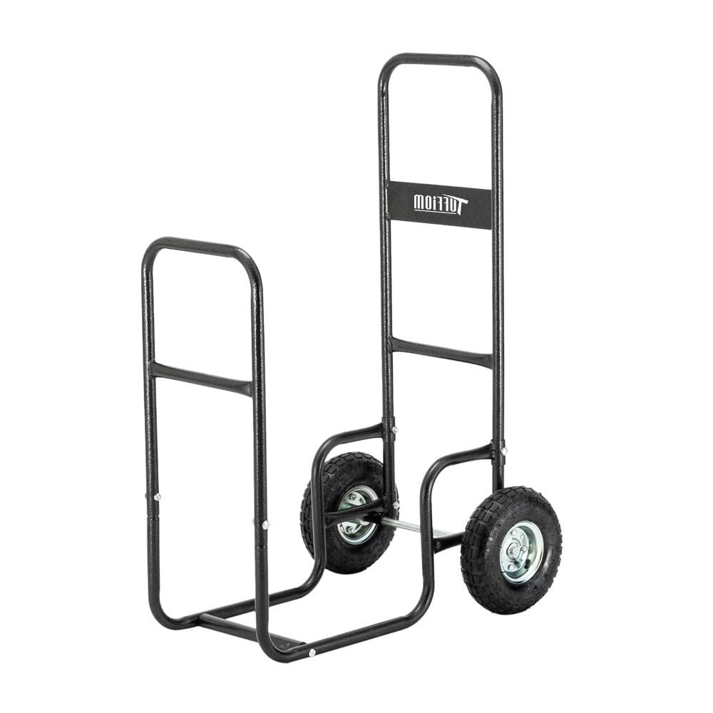 Rolling Log Rack Heavy Duty Firewood Rolling Cart, Log Holder Rack for Fireplace Use ...
