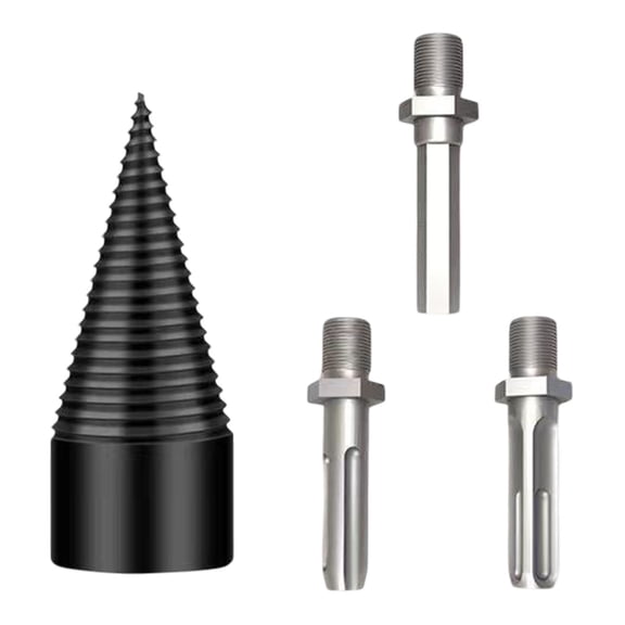 Heavy Duty Firewood Splitting Drill Bit 32mm 42mm Screw Cone Detachable Square Shank Fit Handheld Drill Reduce Labor for Home Farm Outdoor Log Wood Splitting Work