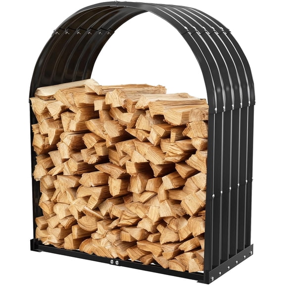 Heavy-Duty Firewood Storage Shed Metal Log Holder with Round Roof Outdoor Wood Rack for Patio, Deck & Fireplace Weatherproof Lumber Stand for Firewood