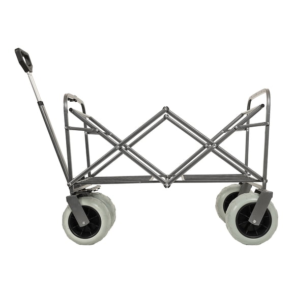 Heavy-Duty Fishing Cart & Beach Wagon: All-Terrain 500lb Capacity Utility Cart with 9" Pneumatic Wheels, Rod Holders, Strap & Multi-Use Bag, Black Steel Frame for Sand & Rough Terrain