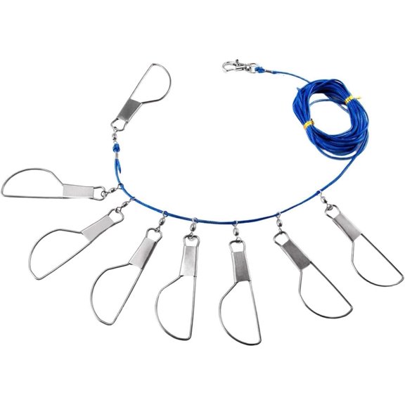 Heavy Duty Fishing Stringer, Stainless Steel Live Fish Clips for Kayak & Boat (K)