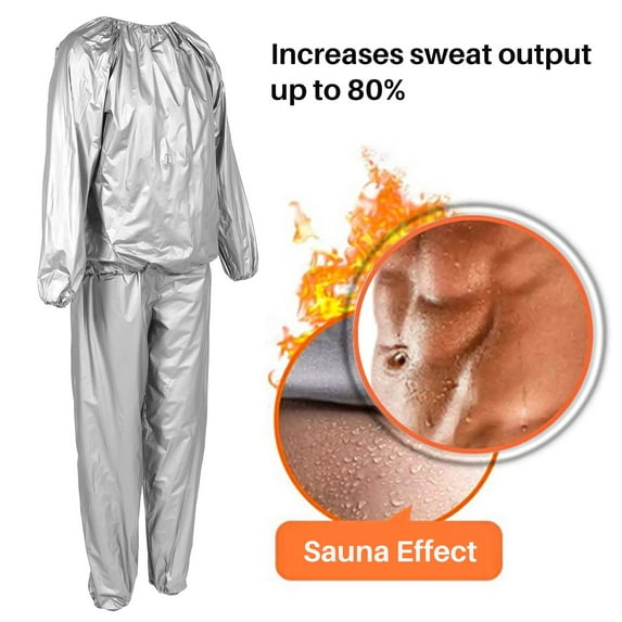 Heavy Duty Fitness Weight Loss Sweat Sauna Suit Exercise Gym Anti-Rip Silver L