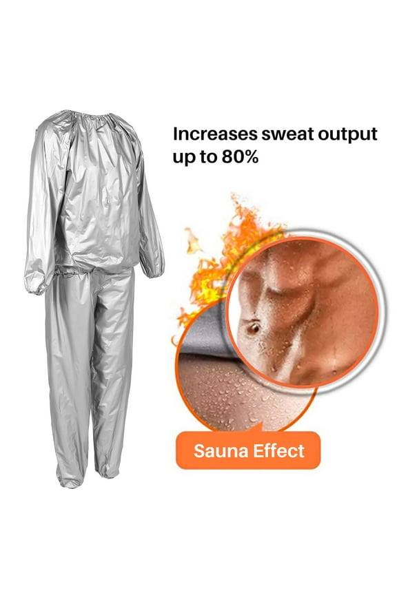 Heavy Duty Fitness Weight Loss Sweat Sauna Suit Exercise Gym Anti-Rip Silver L