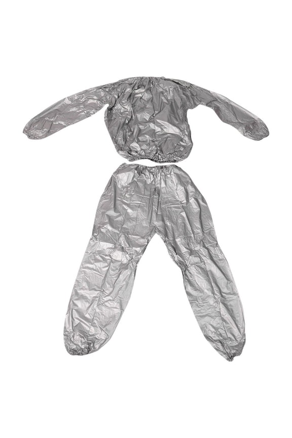 Heavy Duty Fitness Weight Loss Sweat Sauna Suit Exercise Gym Anti-Rip Silver XXXL