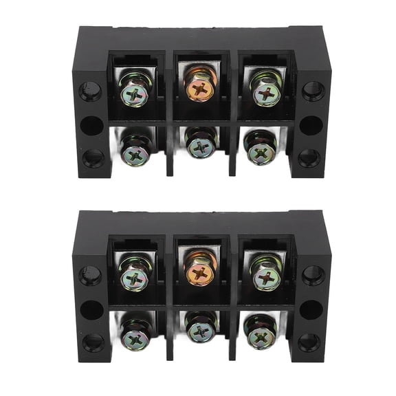 Heavy Duty Fixed Dual Row Screw Terminal Strip 100A 600V TBC 3 Position Block Connector for Industrial Power Distribution and Tunnel Lighting Systems 10 to 22mm² Wire 2 Pack