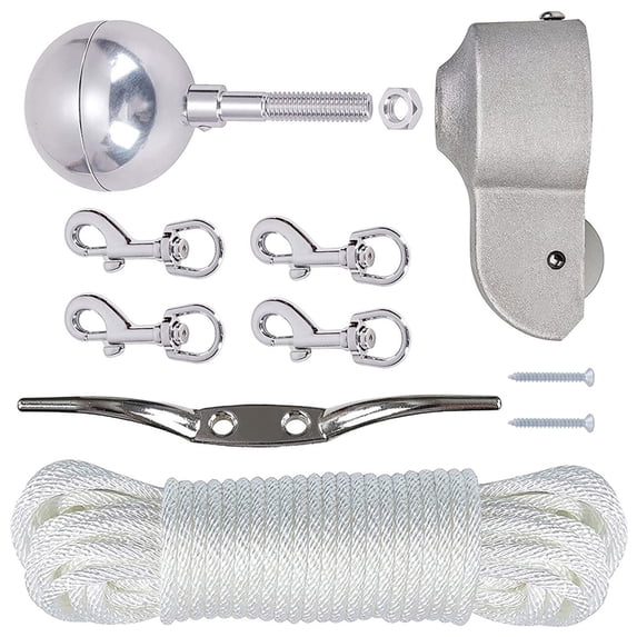 Heavy Duty Flagpole Accessories Set With 3Inch Anodized Ball 2Inch Truck Nylon Pulley For 1.6-2Inch Outdoor Flagstaffs