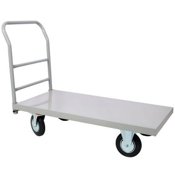 Heavy Duty Flatbed Cart 24"x48" - 2000Lb Capacity Steel Platform Truck with 8" Casters (2 Straight/2 Swivel) & Removable Handle, Gray - Ideal for Warehouse/Moving