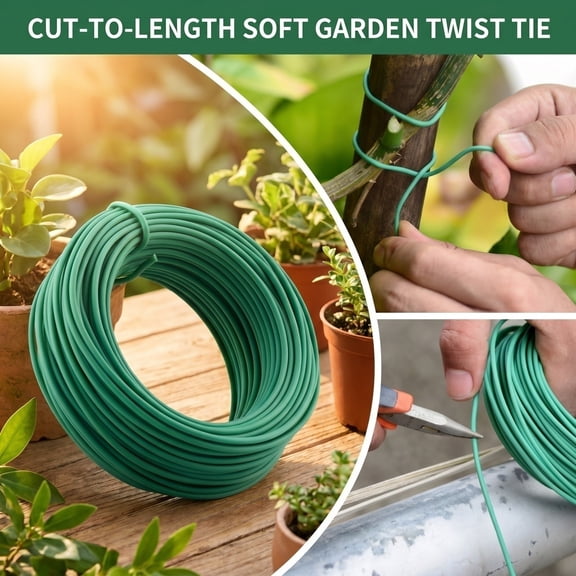 Heavy Duty Flexible Support Wrap, Thick Garden Twist Tie For Climbing Vines, Weatherproof Tomato Canopy Training Wire, Green, Size L, 1 Roll