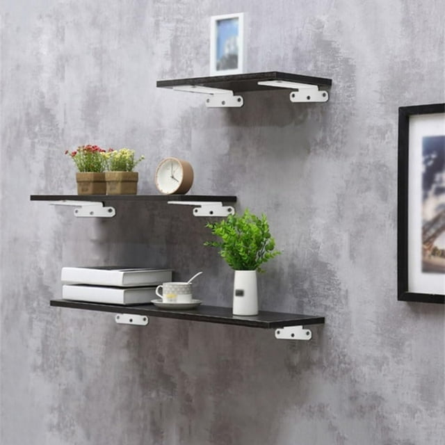 Heavy Duty Floating Shelf Brackets 4 Inch, Black Steel Hidden Shelf