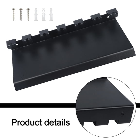 Heavy Duty Floating Shelf Organizer for Gym Equipment Storage with Wall Mount Hooks, 3mm Metal for Resistance Bands Jump Ropes Weight Belts, Space Saving Home Fitness Gear Holder Bracket Black