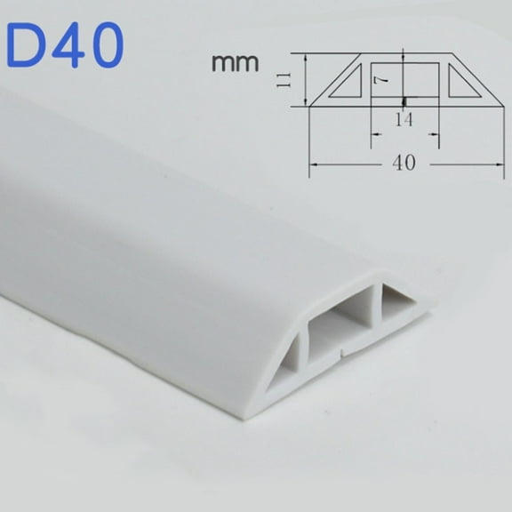 Heavy Duty Floor Cable Protection Cover Floor Cable Cover Rubber Trunking 1M White