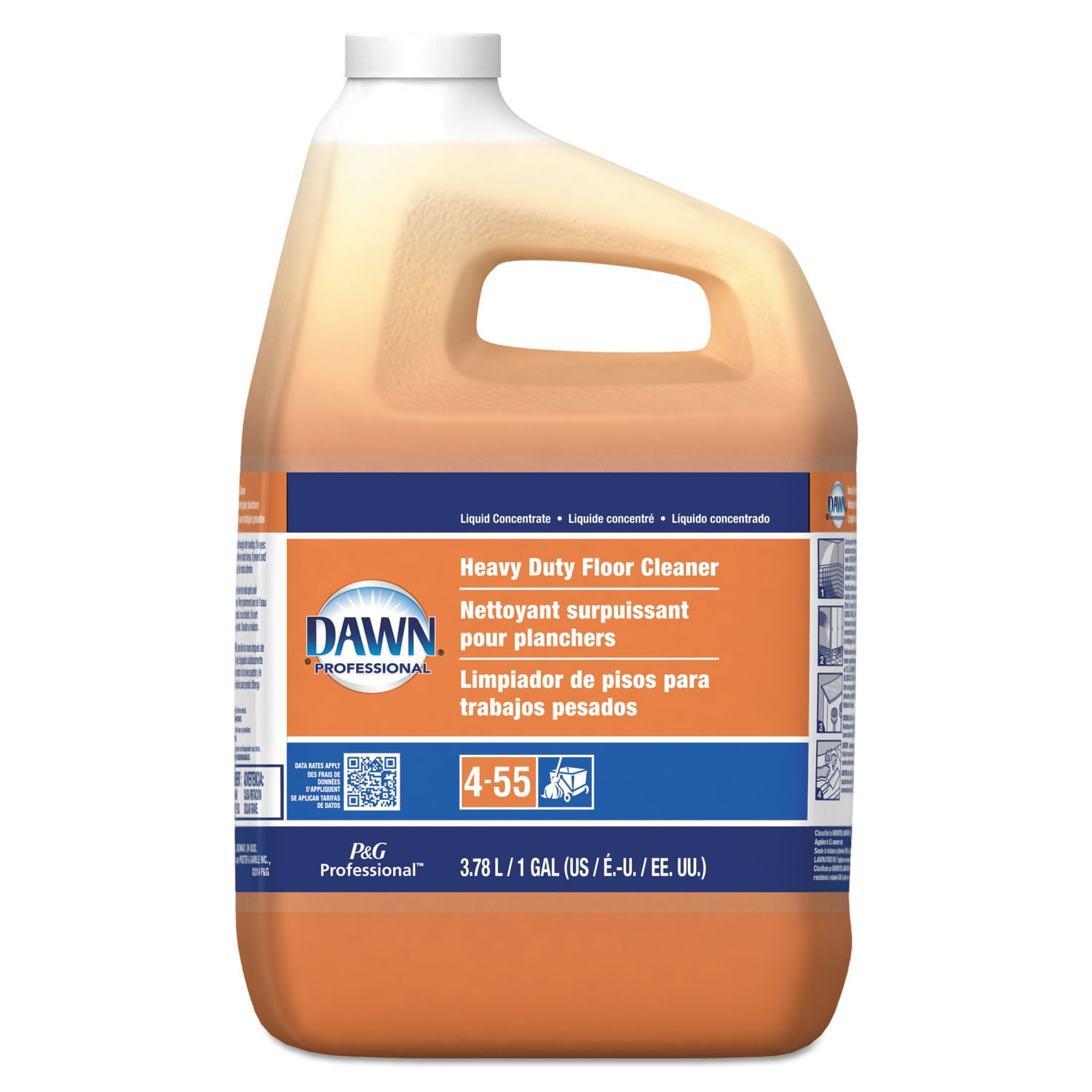 Dawn Professional Heavy-Duty Low Foaming Floor Cleaner, Neutral Scent, 1 gal Bottle, 3/Carton