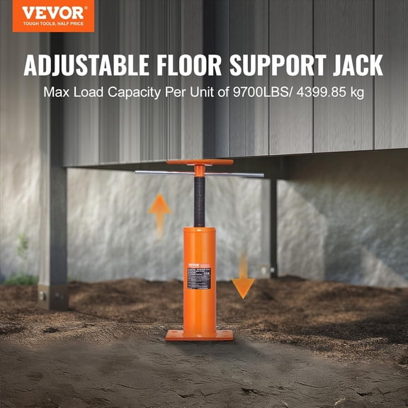 Heavy-Duty Floor Jack, 12-16" Adjustable Height, 9700 lbs Load Capacity, Steel Telescoping Jack for Temporary Support