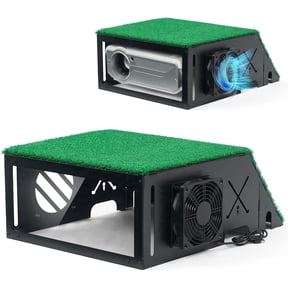 Floor-Mounted Golf Simulator Projector Enclosure, Heavy Duty Cover with Cooling Fan & Artificial Turf – Protective Housing for Home Setup